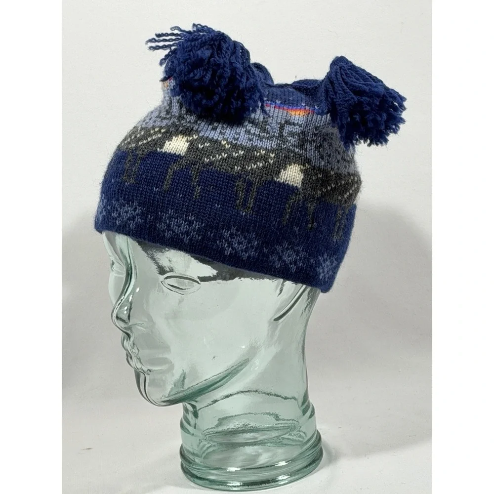 Maria Lammi Nordic Pom Beanie Hat Fair Isle Cottagecore Cozy Winter Knit